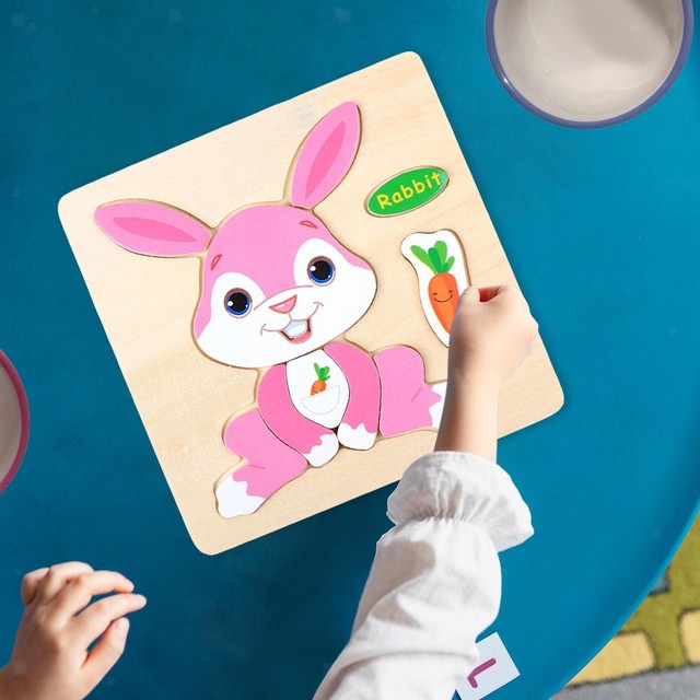 Wooden Cartoon Rabbit Jigsaw Puzzles for Baby Birthday Travel Toy Wooden Cartoon Rabbit Jigsaw Puzzles for Baby Birthday Travel Toy