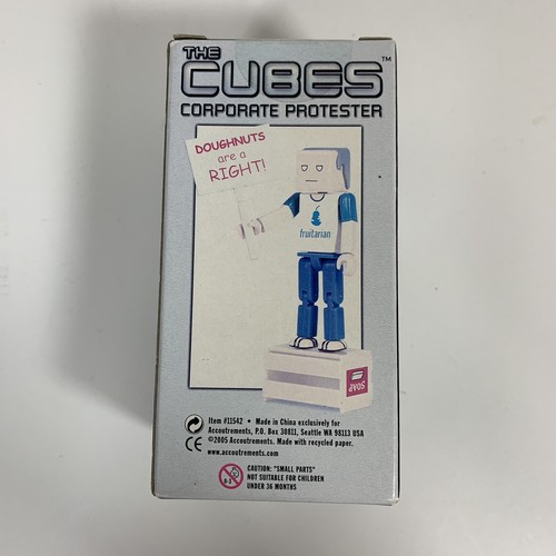 The Cube Corporate Protester Guy NEW Rare Figurine With Interchangeable Signs - Picture 3 of 6