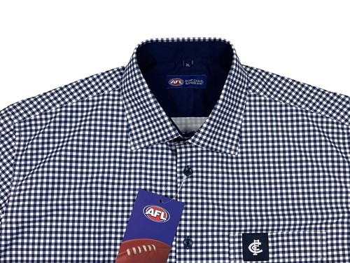 AFL CARLTON BLUES Shirt Dawson Business Button-Up Checks Long Sleeve BNWT XL - Picture 3 of 15