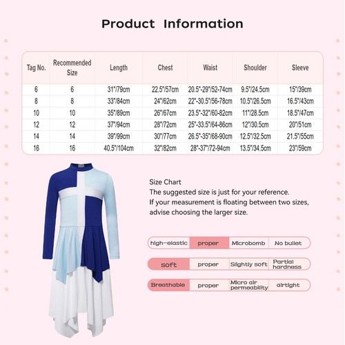 Kids Girls Dancewear Tunic Dress Gown Robe Worship Dresses Prayer Costume Fit - Bild 17 von 33