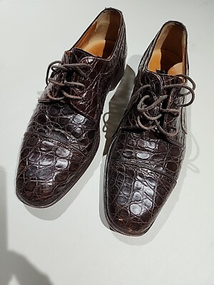 Men ZELLI Genuine Crocodile Dress Shoes SIZE 9.5 M (MADE IN 