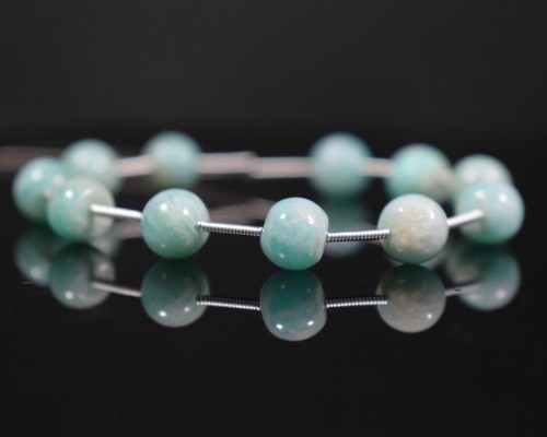 A++ Genuine Amazonite Round Smooth Untreated Gemstone 6.5" Craft Making Beads - Picture 5 of 9