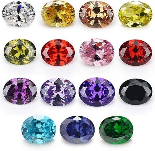 Oval Shape Cubic Zirconia Synthetic Gemstone Mix 15 Colors 5A Loose CZ Stone