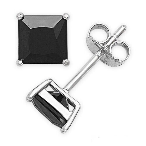 Wählen Sie - Ohrstecker Ohrringe Rund Quadrat Diamant Schliff CZ Kristall Silber Klar Schwarz - Bild 18 von 27