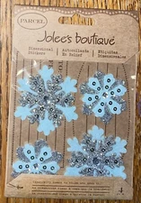 RARE Jolees Parcel FELT SNOWFLAKES Snow Flake Christmas Winter Scrapbook Sticker