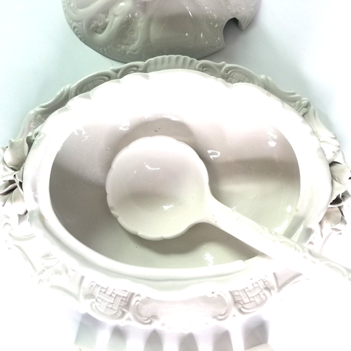 Italian Mid-Century Ardalt Fiori Bianca 5620 Porcelain Soup Tureen Set 10 Pieces - Picture 7 of 24