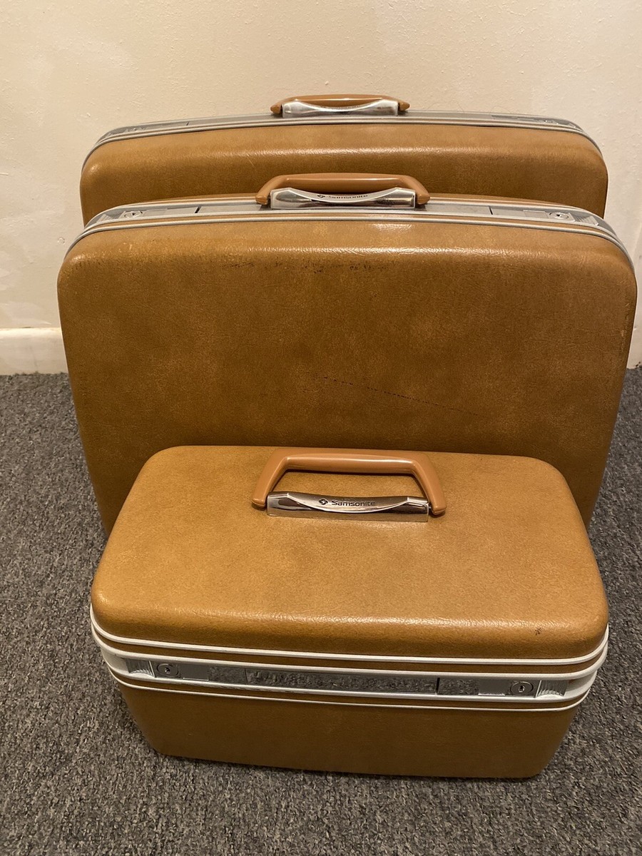 3pc BROWN Vintage Samsonite Silhouette Hardsided Luggage Set
