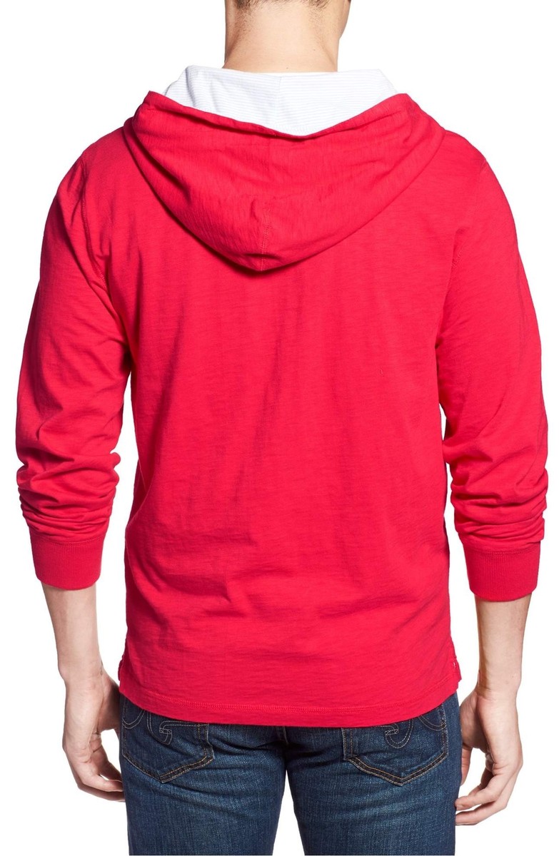 Southern Tide Men's Port Side Red Slub Henley Hoodie T-Shirt | eBay
