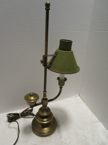 Vintage Metal Brass Student Desk Lamp 18.5" H adjustable metal Shade 1950's - Picture 2 of 12