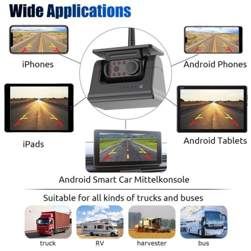 Solar Wireless Magnetic RV Backup Camera HD For Truck Trailer iPhone Android APP - Picture 4 of 18