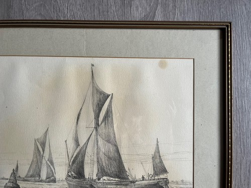 Roger Finch Pencil sketch of Sailing/Fishing Boats-Norfolk Art-Unframed - Picture 5 of 19
