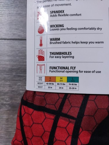 Spiderman Pajamas Thermal Underwear Boys Large 10-12 Baselayer Costume PJs - Picture 4 of 4