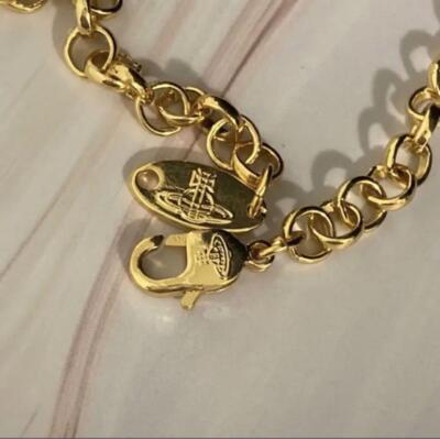 Vivienne Westwood Small Orb Necklace Gold and Red w/drawstring