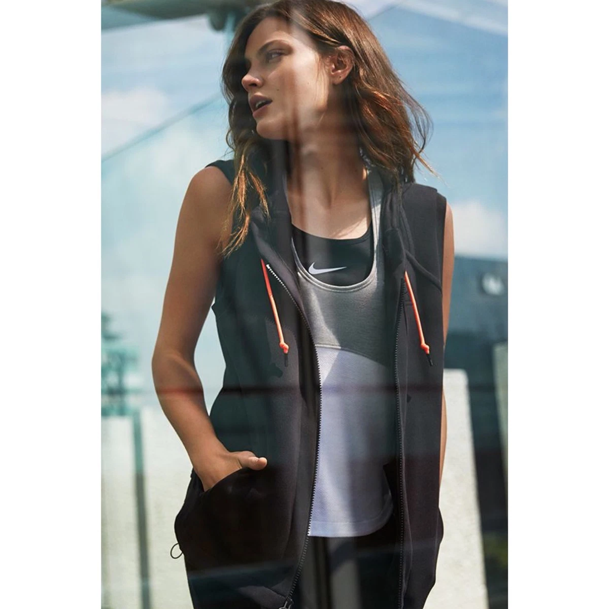 Nike Court Hooded Women s Vest Black Tennis Size S