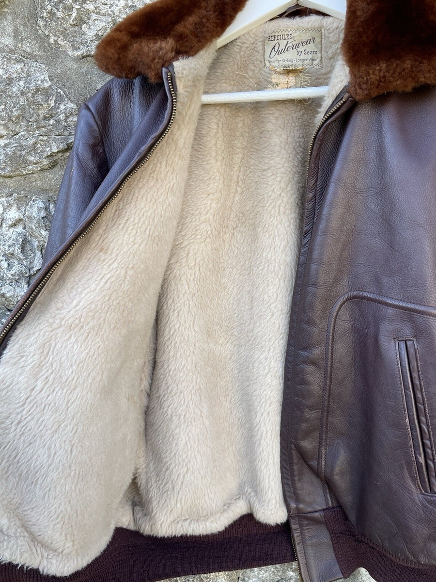 Vintage 50s Hercules Sears Steerhide Leather Bomber Jacket