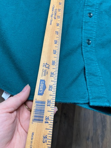 L.L.Bean Chamois Cloth Flannel 1612 Teal Blue Button Up Shirt USA 17.5 Tall Vtg - Picture 9 of 10
