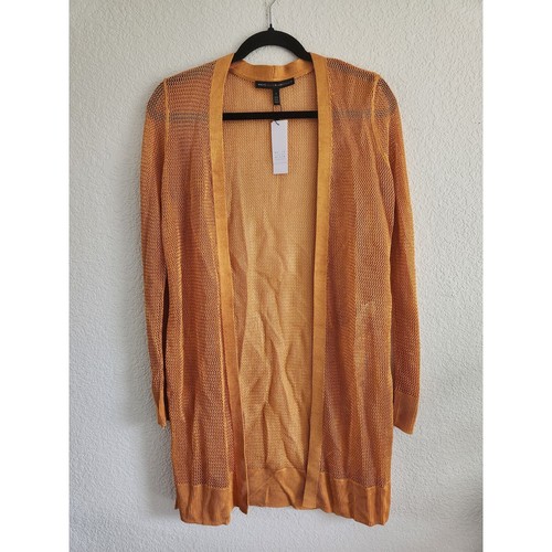 Neu mit Etikett White House Black Market Damen-Cardigan gold meliic transparent – S  - Bild 1 von 7