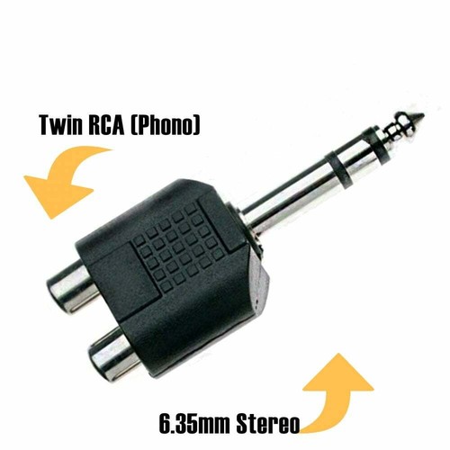 Enchufe estéreo UKDJ 6,35 mm a 2 x enchufes de fono RCA adaptador divisor - Imagen 2 de 5