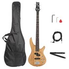 Glarry Burlywood Gib 44" Right Handed 4 String Electric Bass Guitar w/ Bag Strap