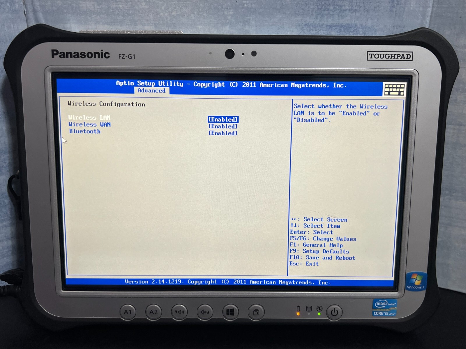 Panasonic Toughpad FZ-G1AABJB1M, Core i5-3437U 1.90GHz,256GB SSD, WINDOWS 11 Pro - Picture 8 of 22