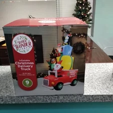 Winter Wonder Lane 9' Santa's Christmas Delivery Truck Yard Inflatable LED (C