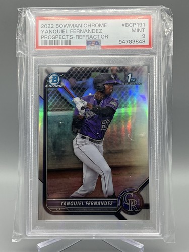 Yanquiel Fernandez Rockies 2022 Bowman Chrome #BCP-191 Prospects Refractor /499* - Picture 6 of 7