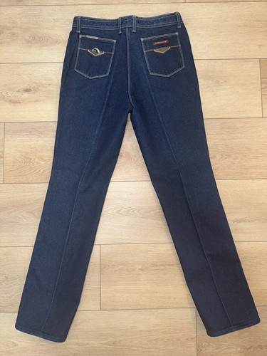 Vintage Jordache Jeans Men’s 36L Gold Stitched Horse Head Logo Dark Blue MINT