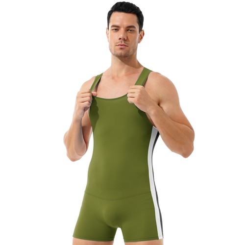 Men's Wrestling Singlet Bodysuit Crotchless Catsuit One-Piece Jumpsuit Unitards - Picture 60 of 83
