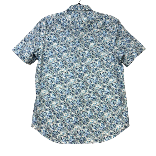 BUGATCHI Men's SS Shirt Mint Blue-Green Palm Fronds Print Performance NWT $169 - Picture 6 of 6