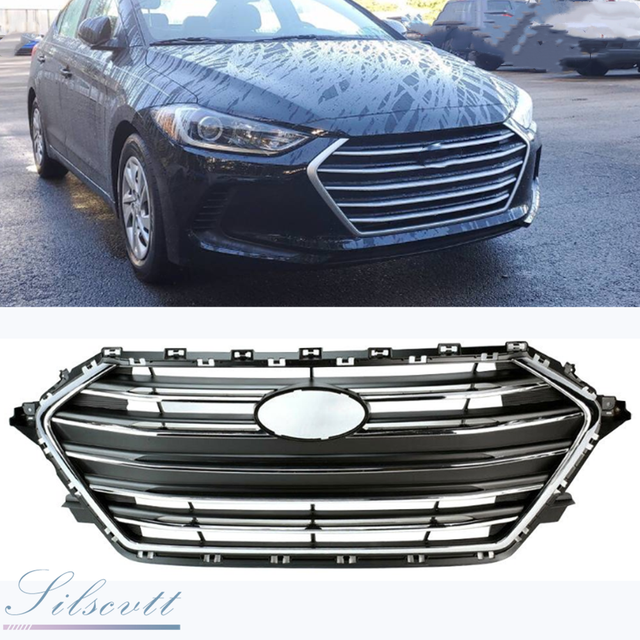 Fits Hyundai Elantra 2017 2018 Front Grill Style Chrome