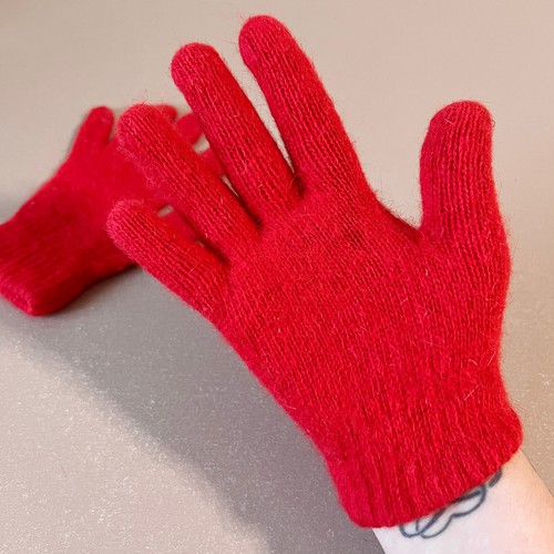 Guantes de moda para mujer Angora rojos cálidos y suaves de colección Haet Bal hechos en Corea - Imagen 4 de 4