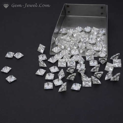 3 x 3 MM 0.15 Carat Full White Princess Square Brilliant Cut Moissanite 4 Ring - Picture 2 of 9