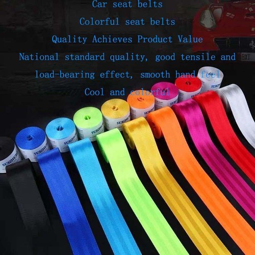 Car Color Seat Belt Replacement Renewal Webbing Fabric Racing Safety Belts Strap - Picture 4 of 23