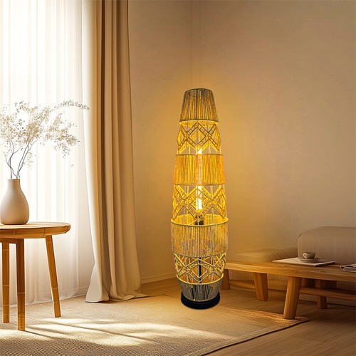 Woven Floor Lamp Led Standing Lamp for Living Room Offices Bedroom 3 Color Light - Picture 16 of 17