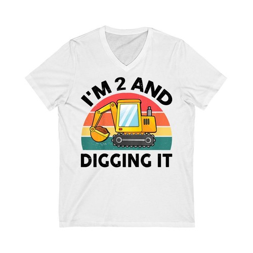 Kids Construction Truck 2nd Birthday Boy 2 Two Year Old Excavator T Shirt Unisex - Picture 7 of 9