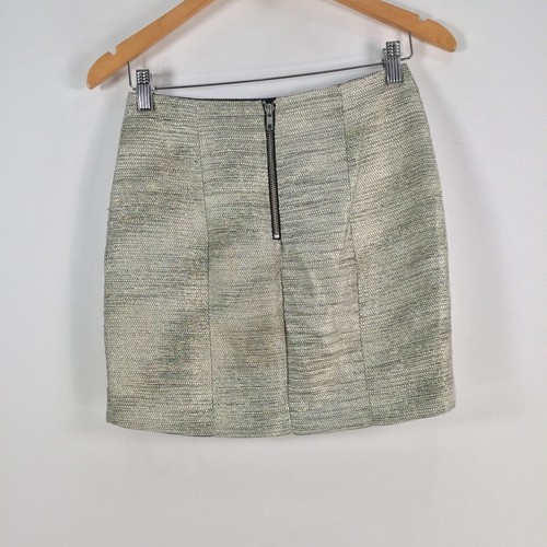 Sportsgirl womens skirt size 8 silver mini zip metallic 068957 - Picture 3 of 9