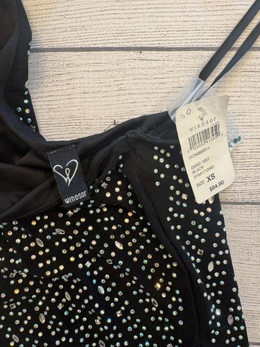 Windsor Evening Dress Juniors/Womens XS NWT Rhinestone Asymmetrical Sexy Gown - Picture 4 of 5