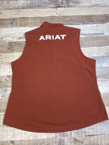Ariat Tek Womens 1X Stretch Softshell Vest Full Zip Red Equestrian Western Logo - Picture 7 of 10