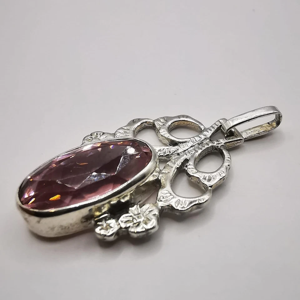 875 Plata Hecho a Mano Estrella Colgante 1.5cm 3.46g Rubí Rosa Joyería... - Imagen 2 de 4