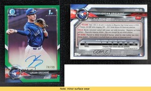 2018 Bowman Draft Chrome Pick Green Refractor /99 Jordan Groshans #CDA-JG Auto