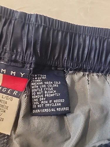 Vtg Tommy Hilfiger Men L Blue Nylon Blend Track Pants Windbreaker Joggers - Picture 7 of 9