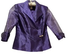 Alex Evenings Womens Jacket Shear Purple Elegant Luxury, S EUC