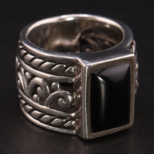 Sterling Silver - SILPADA Onyx Braided Filigree Statement Ring Size 6.5 - 16g