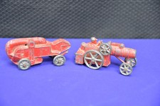 Vintage Red Arcade Cast Iron Fordson Toy Tractor Thrasher