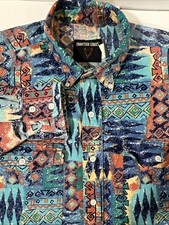 Vintage Frontier Series Shirt Mens Large Long Sleeve Button Down Aztec Western