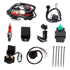 125cc ATV Full Wiring Harness Coil CDI Spark Plug Assembly Kits for 50cc