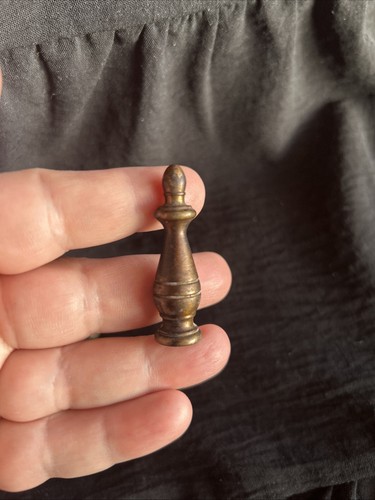 Antik Vintage Metall 4" hoch Stab Spindel Lampe Endstück gealtert Messing Bronze mit Patina - Bild 12 von 14