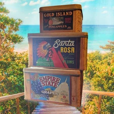 3 'Pier 1' The Silver Crane Company Tins Santa Rosa, Gold Island, Empire State