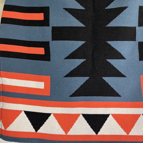 Rachel by Rachel Roy Skirt Womens Medium Orange Blue Aztec Print Bodycon Mini - Picture 6 of 9