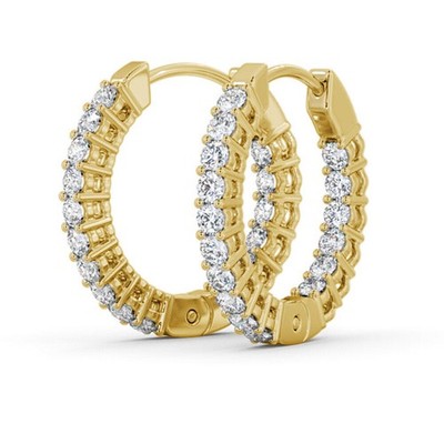Massive 18K Gelbgold Creolen echter Diamant Rundschliff 0,65 Karat Damen...